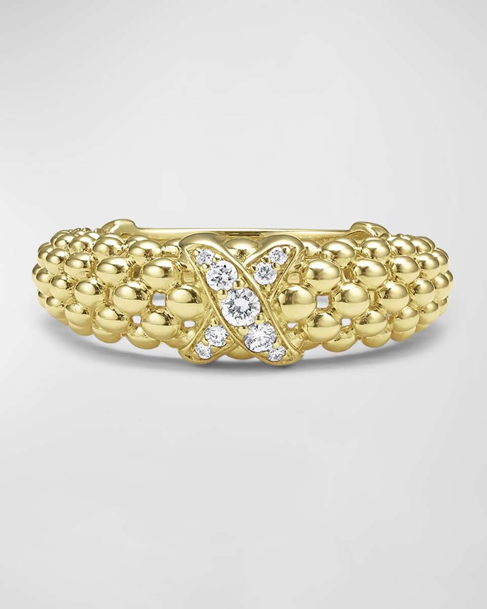 18K Gold Embrace Diamond Pave X Band Ring